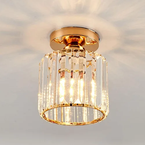 Vista 6 de FRIXCHUR - Mini lámpara de araña de cristal, moderna lámpara de techo con base E26