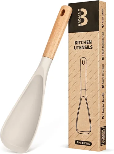 Vista 17 de Cuchara de cocina para utensilios de cocina antiadherentes, ideal para cocinar y servir silicona mate resistente sin BPA, cuchara con mango de Verde