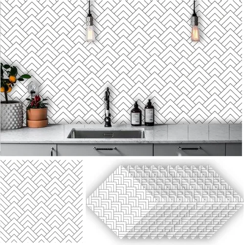 Vista 9 de Alwayspon 12 calcomanías mate para azulejos de pared, despegar y pegar, calcomanías de vinilo autoadhesivas para azulejos de cocina y baño, 6 x 6