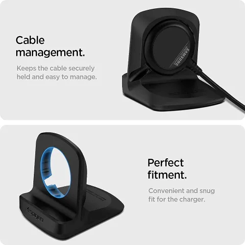 Vista 8 de Spigen S352 Diseñado para Galaxy Watch FE, 4, 4 Classic, 3, Active Stand - Negro