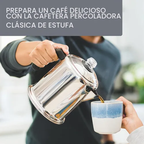 Vista 3 de Farberware Classic Yosemite - Percolador de café de acero inoxidable, 8 tazas, color plateado