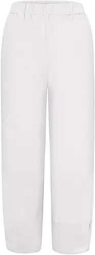 Vista 5 de ZDFER Pantalones capri de verano para mujer, de algodón, lino, holgados, cintura elástica, pierna ancha, con bolsillo