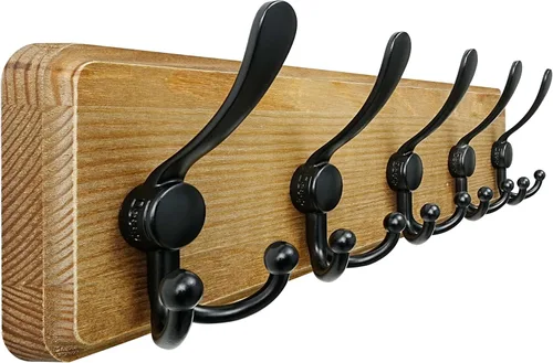 Vista 36 de Dseap Perchero de Pared Montado - 5 Ganchos Triangulares, Resistente, Perchero de Pared de Madera para Abriggos, Sombreros, Chaquetas, Ropa, Negro