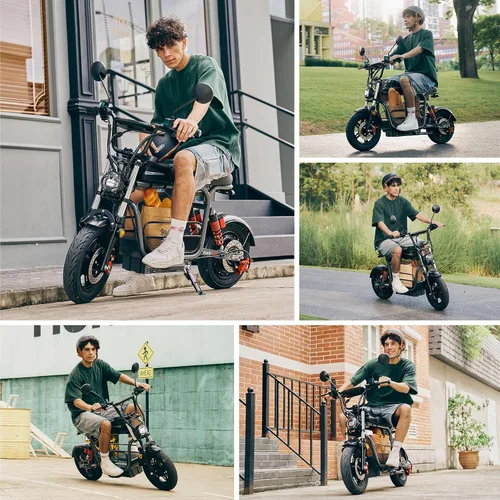 Vista 9 de iScooter Electric Scooter with Seat & Basket, 1500W, 45 Miles, 15"x3" Tires Negro y gris
