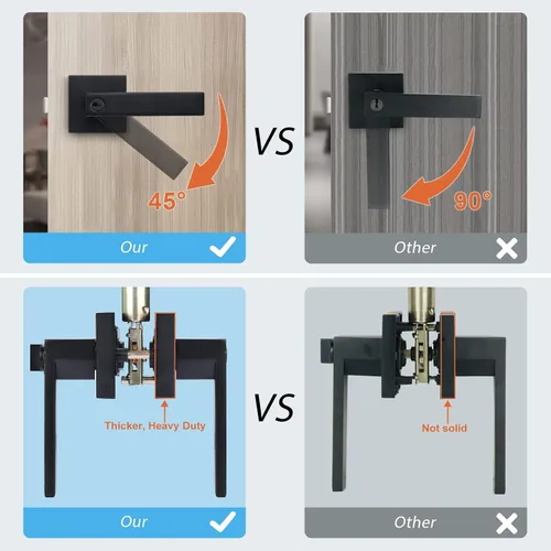 Vista 2 de KNOBWELL - Paquete de 1 manija para puerta delantera con llave y cerradura, manijas de palanca negras para puerta exterior, juego de cerradura