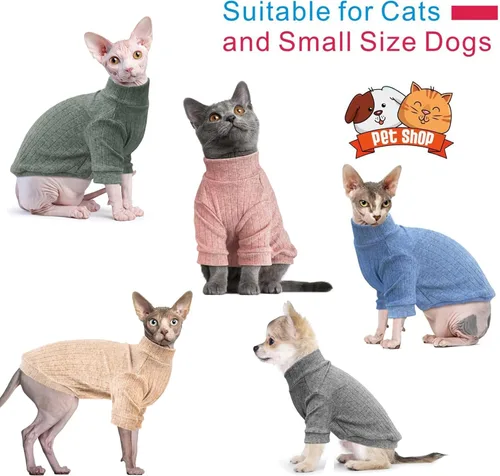 Vista 2 de Idepet Sphynx Suéter Camisa para Gatos sin Pelo Gatitos Ropa Suave para Cachorros Pullover Pijamas Lindas para Gatos Mono de Algodón Vestimenta