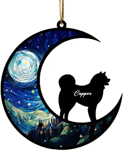 Vista 12 de Adorno conmemorativo personalizado para atrapasoles para perros, nombre personalizado y razas de perros, regalo para amantes de los perros, adorno