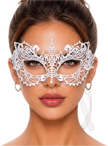 Vista 61 de Masquerade Mask For Women Lace Masquerade Mask for Masquerade Party, Proms, Venetian Party, Mardi Gras, Halloween & Cosplay Ana Bg Pluma de Pavo Real
