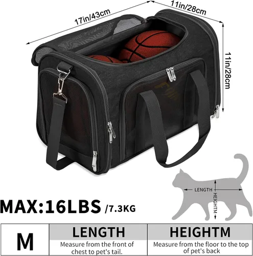 Vista 3 de Transportador de lados suaves para gatos/perros/mascotas, transportadores de viaje plegables para mascotas para gatos grandes/perros pequeños