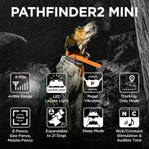Vista 3 de Dogtra PATHFINDER 2 MINI Receptor adicional Perro GPS Tracker e Collar Luz LED Verde Sin tarifas mensuales Aplicación gratuita Impermeable