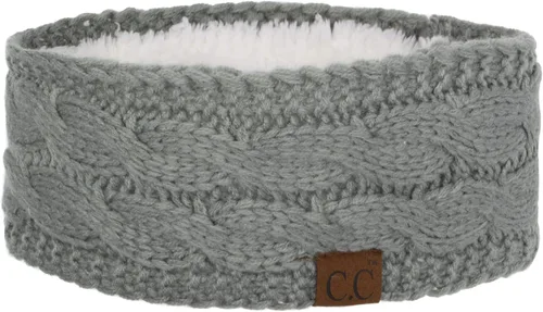 Vista 57 de C.C Cintillo elástico suave con punto trenzado para invierno, con forro mullido para el pelo, para calentar las orejas Negro