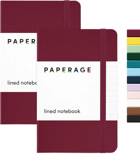 Vista 8 de Juego de 2 cuadernos blocs de notas de bolsillo pequeño, pauta universitaria, 3.7 x 5.6 pulgadas, minidiario de tapa dura, papel grueso de 3.5 Negro