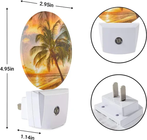 Vista 7 de EKOBLA Luz nocturna enchufable para la playa, luz nocturna LED de verano y palmera con sensor automático para decoración del hogar Hawaii Playa