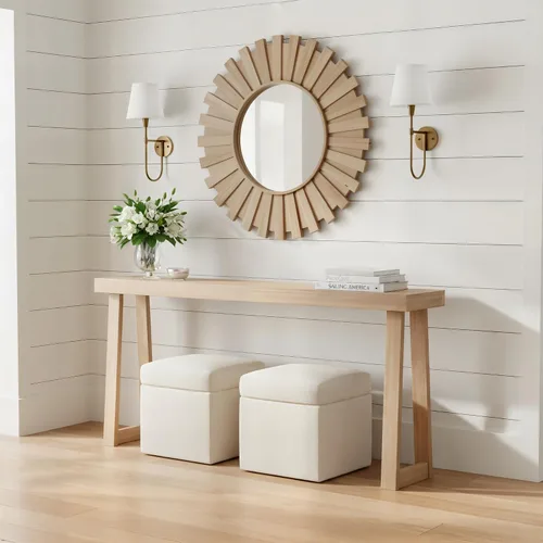 Vista 7 de Plank+Beam Mesa consola de madera maciza, 36 pulgadas, mesa de sofá, mesa de entrada estrecha para pasillo, detrás del sofá, sala de estar, Negro