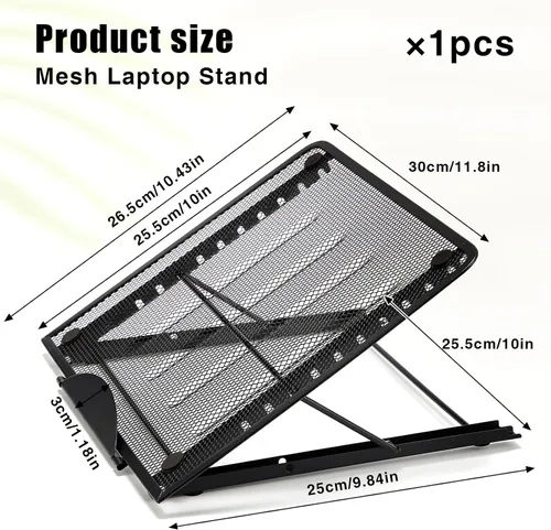 Vista 2 de Dunzoom 1 soporte de malla para portátil de 10 niveles, soporte elevador ajustable para computadora portátil para escritorio, refrigeración