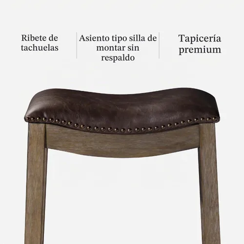 Vista 5 de Maven Lane Adrien Taburete de mostrador sin espalda, marrón, 26 pulgadas Nogal oscuro