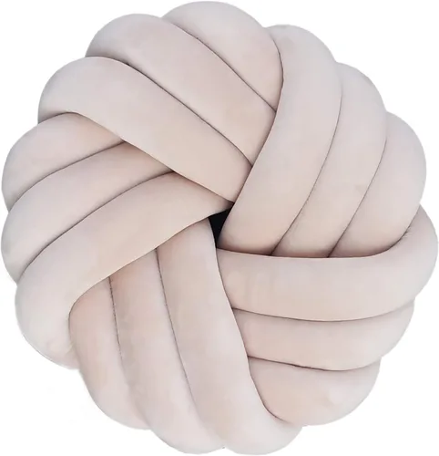 Vista 14 de Cyprinus Carpio Almohada creativa con nudo de bola de rosa, cojín de flor para sofá, almohada lumbar, decoración (rosa-C)