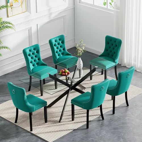 Vista 98 de Juego de mesa de comedor de cristal plateado moderno de 47 pulgadas para 2, juego de mesa de comedor de cocina redonda de 3 piezas con patas