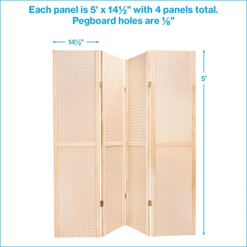 Vista 5 de SSWBasics Soporte de tablero perforado plegable de 5 pies y 4 paneles para manualidades - Exhibición versátil de tablero perforado y divisor