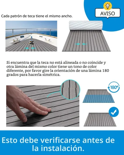Vista 8 de OCEANBROAD Suelo de espuma EVA para barco con base adhesiva 3M, cubierta marina autoadhesiva de 96''x45.6''/36''/28.8''/16.8'', 48''x16.8'' hoja