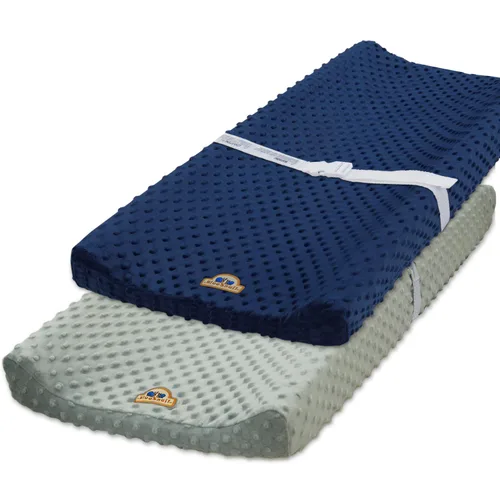 Vista 8 de BlueSnail Funda para cambiador de puntos ultra suave Minky 2 unidades (gris + rosa, 2 unidades)