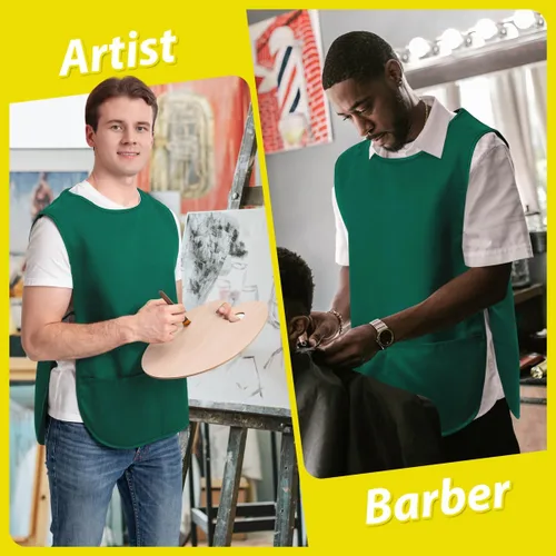 Vista 5 de ROTANET Delantal de zapatero con 2 bolsillos profundos, unisex, impermeable, para pintura, limpieza, artista, para mujeres, hombres, adultos