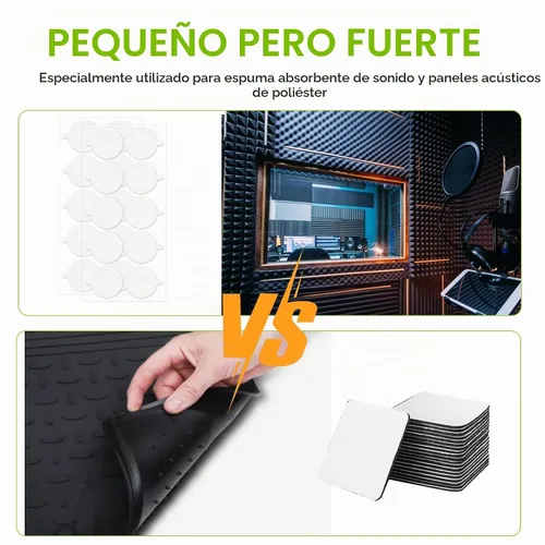 Vista 5 de WINDIR 150 cintas adhesivas de doble cara para paneles de espuma acústica a prueba de sonido, extraíbles sin residuos, almohadillas transparentes