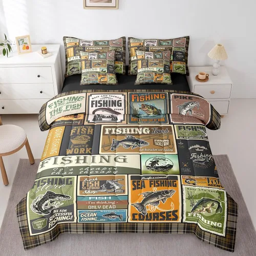 Vista 61 de Feelyou Juego de edredón de ciervo con sábanas – Tamaño Queen 7 piezas Juego de ropa de cama infantil de caza rústica – Cama de ciervo de cabaña