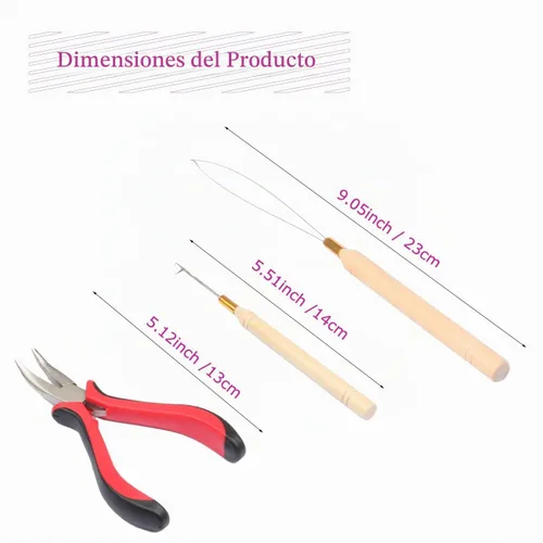 Vista 2 de Kit de herramientas de extensión de cabello, 3 piezas