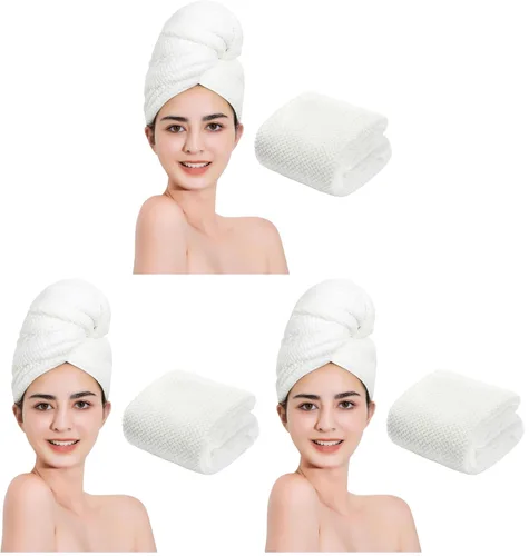 Vista 16 de Toalla de microfibra para el cabello de secado rápido, toallas de secado de pelo, adecuadas para todo tipo de cabello, ultra absorbente, cabello Azul