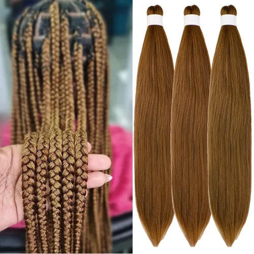 Vista 51 de Pelo corto negro trenzado preestirado de 14 pulgadas para trenzas sin nudos, pelo sintético 1B trenzado para trenzas Bob Box