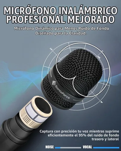 Vista 3 de Micrófono inalámbrico para cantar, micrófono vocal profesional