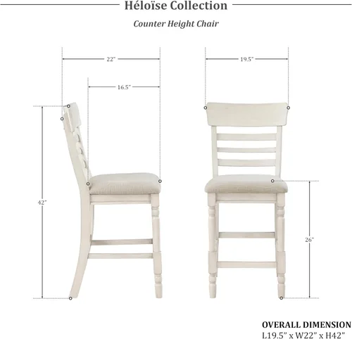 Vista 2 de Lexicon Héloïse - Silla de altura de mostrador (juego de 2), color blanco antiguo