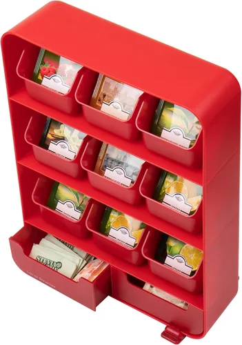 Vista 4 de Mind Reader, organizador para condimentos y soporte para saquitos de té "Baggy", color negro, ninguno , Rojo
