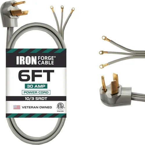 Vista 8 de Adaptador de enchufe para secadora de cable Iron Forge, 4 clavijas a 3 clavijas Cable STW 10/3, NEMA 14-30R a 10-30P, 30 Amp - Para salidas