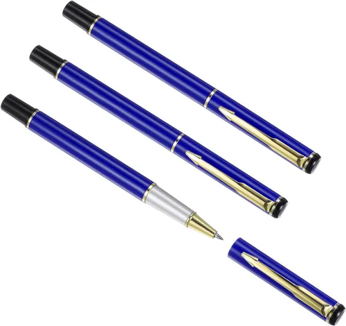 Vista 8 de PATIKIL Bolígrafo de metal de 5.315 in, paquete de 3 bolígrafos de gel de tinta negra de punta media de 0.039 pulgadas (0.039 in), bolígrafos