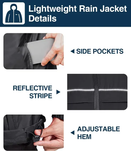Vista 30 de SWISSWELL Chaqueta impermeable para hombre, rompevientos, ligera con capucha para uso diario casual