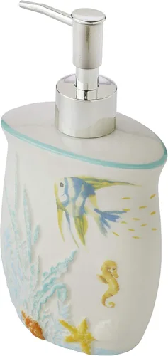 Vista 2 de SKL Home Dispensador de jabón de acuarela oceánica, multicolor