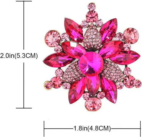 Vista 2 de YOQUCOL Broche con forma de flor de diamantes de imitación de cristal austriaco vintage para mujer