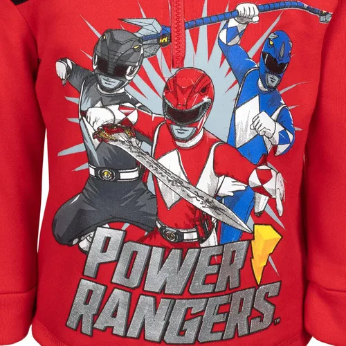Vista 4 de Power Rangers Sudadera con capucha de forro polar con media cremallera para niños pequeños y grandes