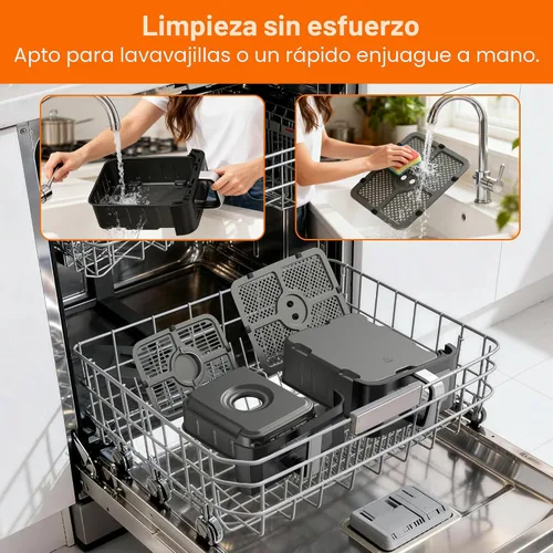 Vista 9 de Freidoras de aire verticales compactas de doble cesta de 13 cuartos con ventana de visualización Freidora de aire de doble zona de 1800 W con luz