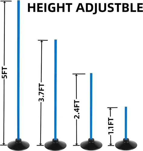 Vista 3 de 6 Pcs 5 FT Adjustable Agility Training Poles for Soccer,Basketball,Football, Horse,Dog-Speed and Agility Training Equipment Sports Training Poles