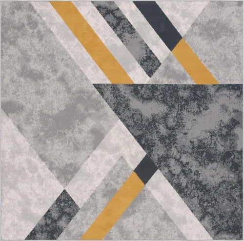 Vista 7 de SAFAVIEH Odyssey Collection - Alfombra redonda de 6 pies 7 pulgadas, gris y negro dorado, diseño abstracto moderno, ideal para zonas de alto tráfico