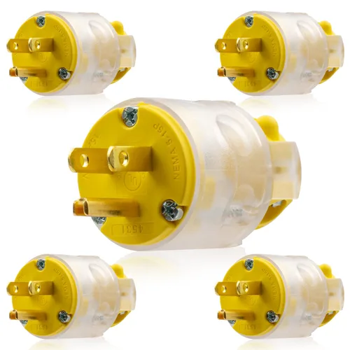 Vista 13 de ELEGRP NEMA 5-15R de 15 amperios, 125 voltios, 2 polos, 3 cables, conexión a tierra, hoja recta, enchufe eléctrico, cable de repuesto, grado