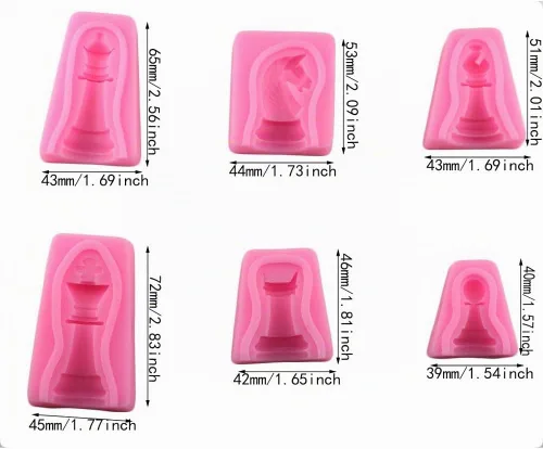 Vista 3 de MoldFun Molde de silicona para piezas de ajedrez 3D para chocolate, dulces, fondant, decoración de pasteles, jabón, vela, cera derretida, yeso