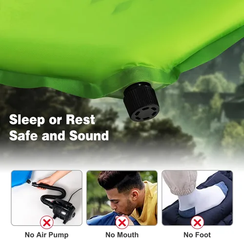 Vista 2 de Giantex Colchoneta de dormir para camping, alfombrilla autoinflable con esponja, colchón de aire impermeable para camping con bolsa de transporte