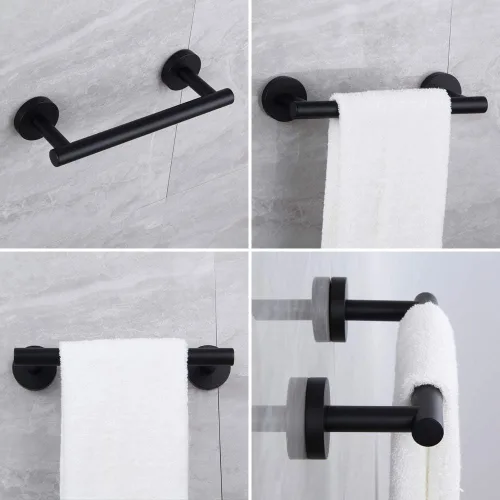 Vista 2 de kimzcn Toallero de mano negro mate de 9 pulgadas SUS 304 de acero inoxidable para montaje en pared de baño