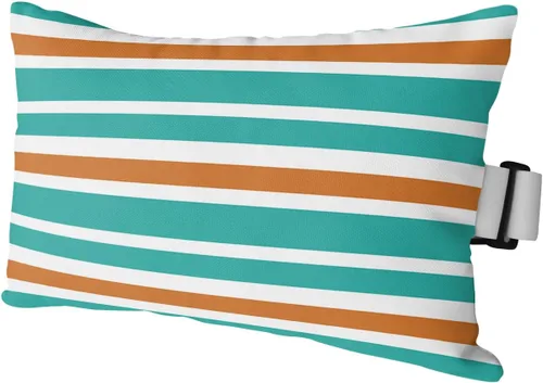 Vista 20 de T&H XHome Almohada de exterior para tumbona, diseño geométrico simple de rayas, impermeable, almohada lumbar con correa elástica ajustable