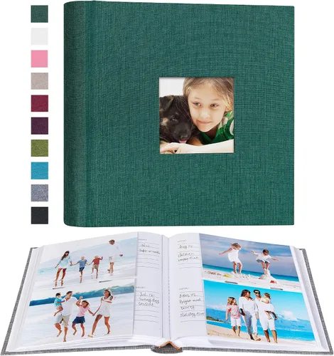 Vista 36 de Mublalbum - Pequeño álbum de fotos 4x6 con cubierta de lino y áreas de notas, libro de fotos con bolsillos verticales para boda, familia, bebé