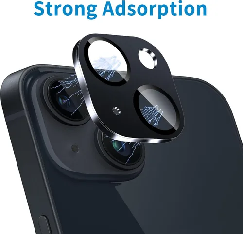 Vista 4 de Protector de Lente de Cámara para iPhone 14 / iPhone 14 Plus Película de Cubierta de Cámara de Metal, Vidrio Templado 9H, Antiarañazos, Compatible